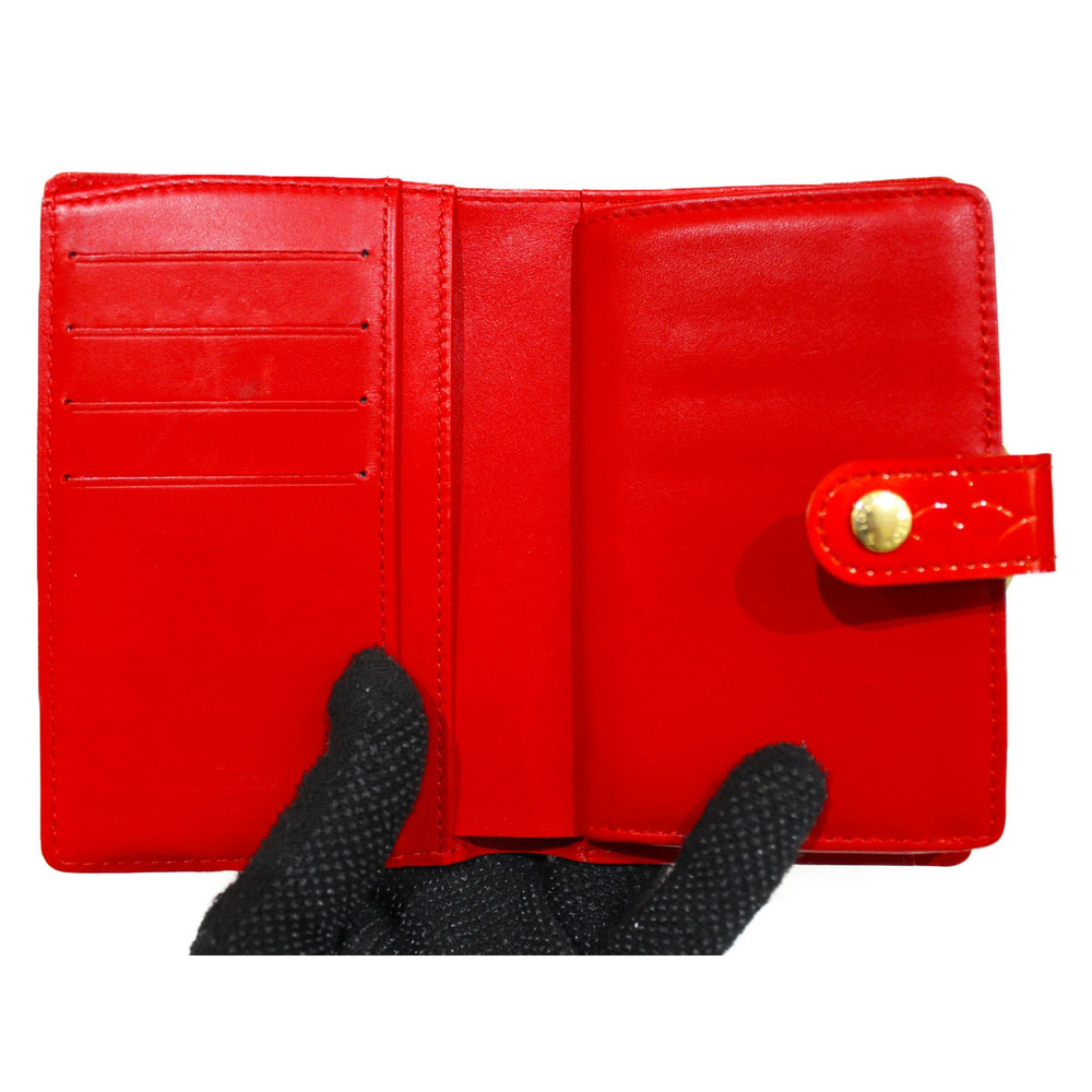 LOUIS VUITTON Porte Monnaie Viennois Vernis Red Bi fold Wallet Coin Purse - Picture 6 of 10